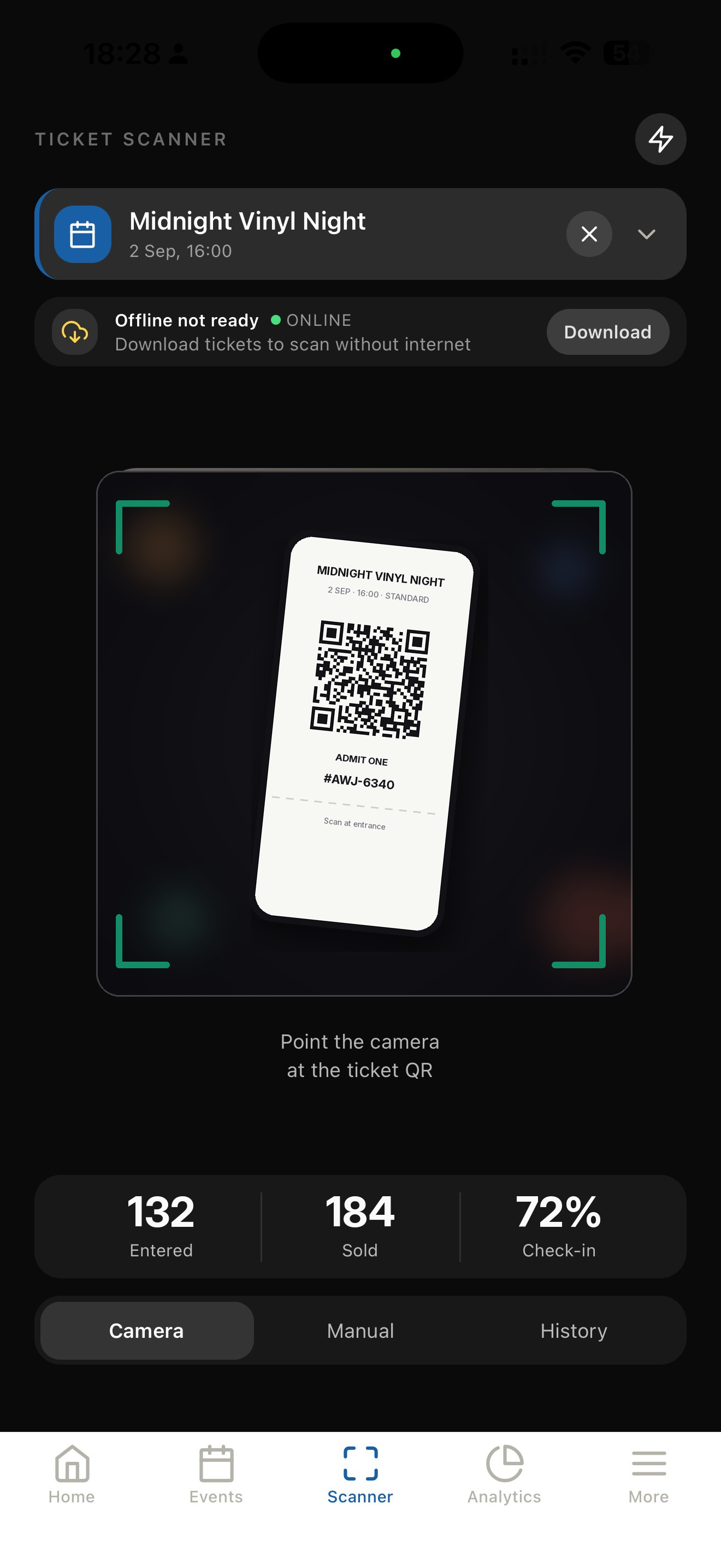 Door ticket scanner