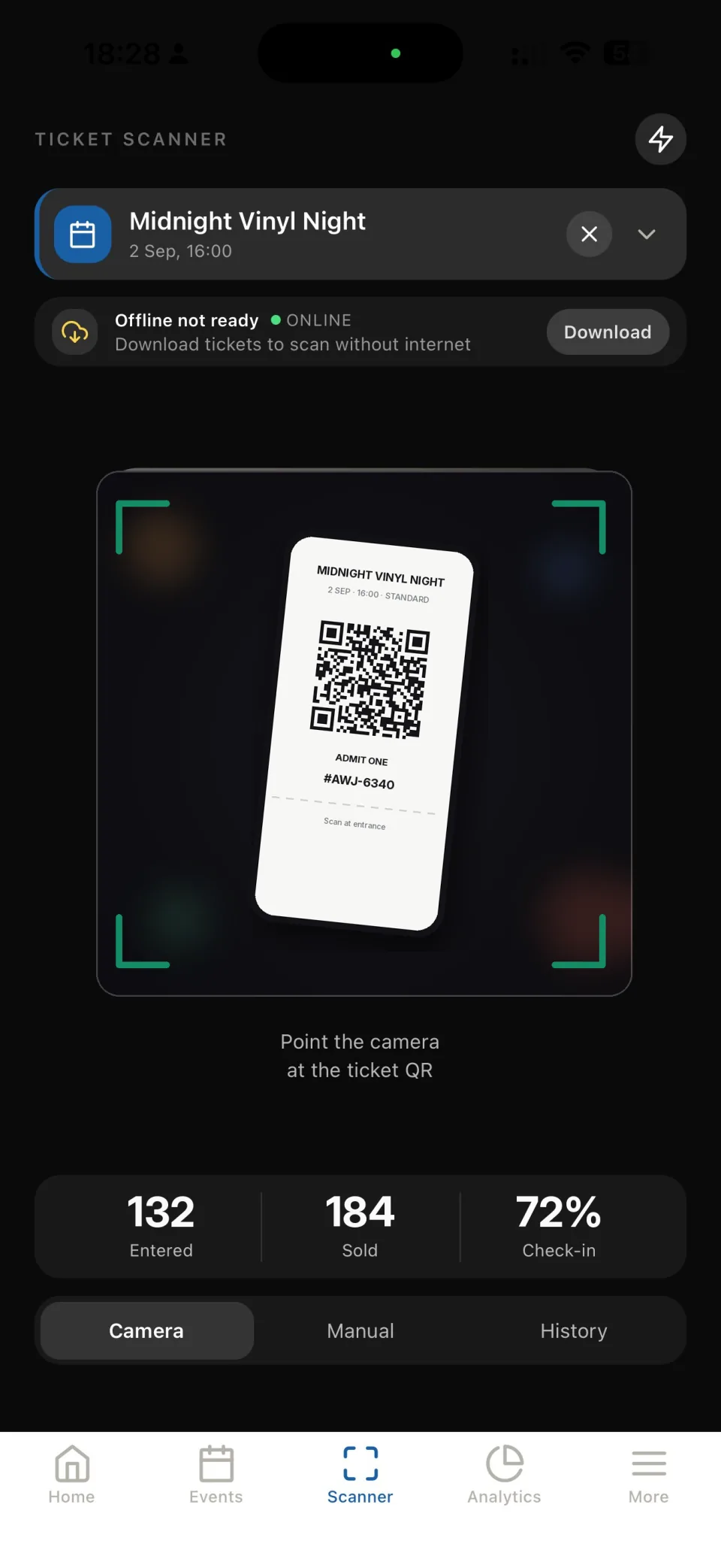 Door ticket scanner